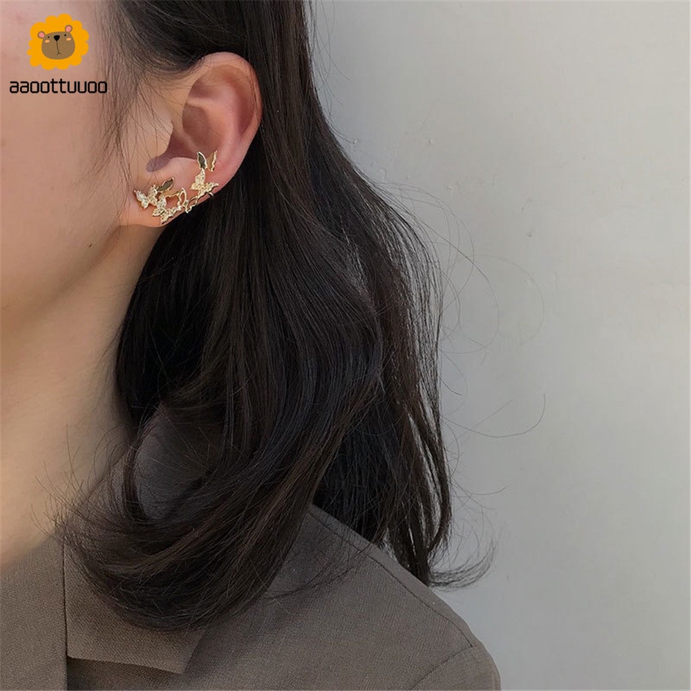 Khuyên tai dáng dài trang trí hình bướm đính đá thời trang cho nữ