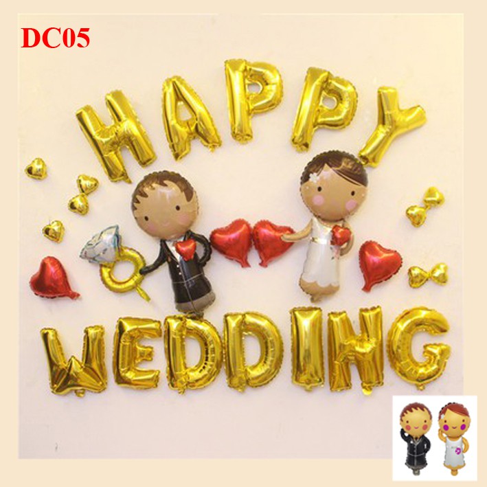 Các set Bóng Happy Wedding - trang trí tiệc cưới - phòng cưới