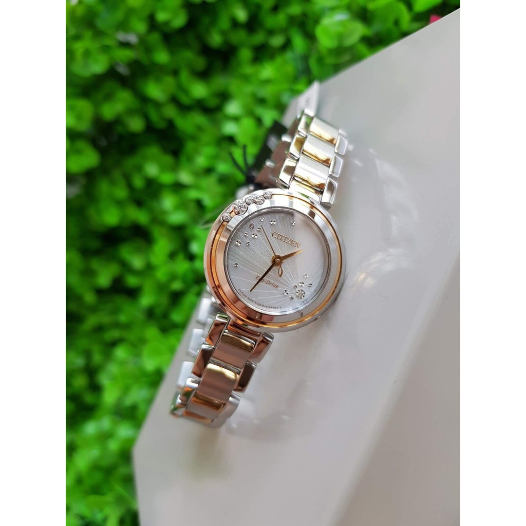 Đồng Hồ Nữ Citizen EM0464-59D - Máy Quartz Eco Drive - Kính Sapphire - Dây Thép Không Gỉ