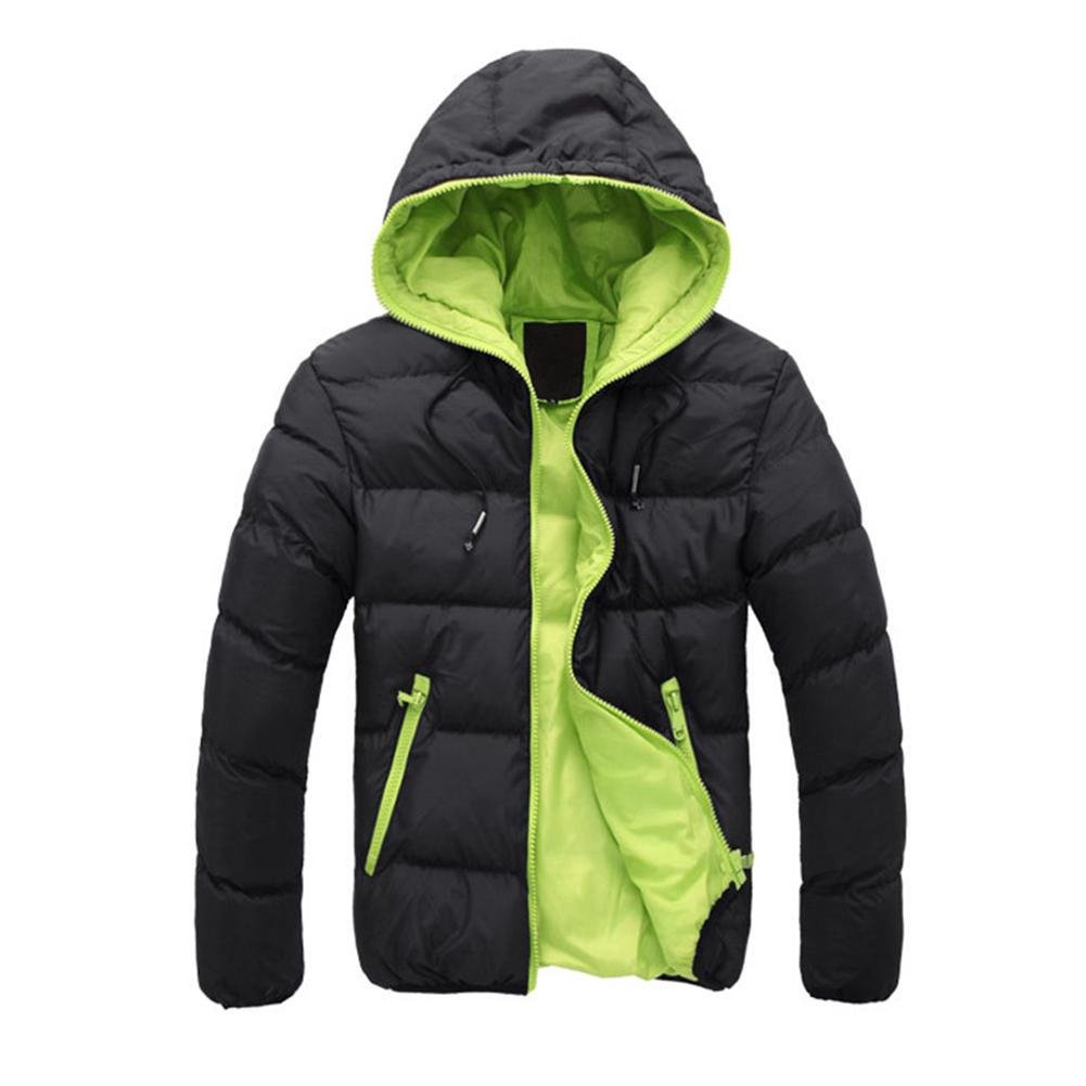 Simple Men Hooded Jacket Coat Winter Padded Warm Down Casual Thick Outwear