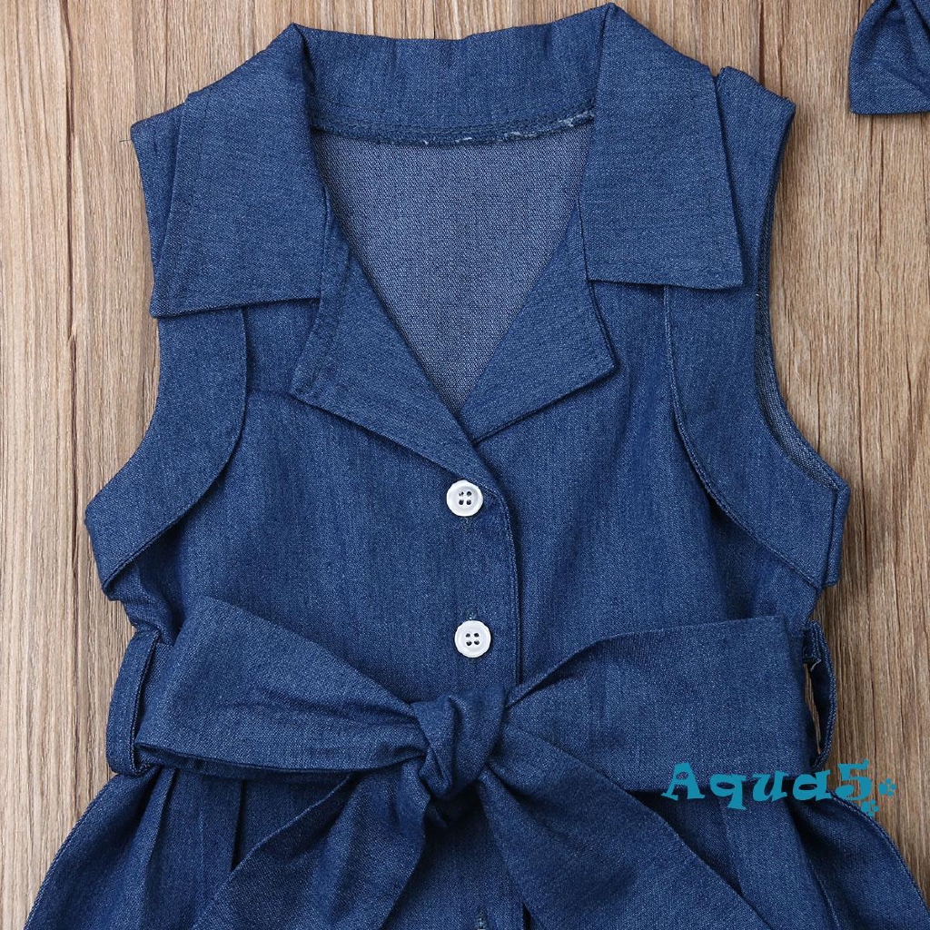 ✿ℛUS STOCK Toddler Kids Baby Girl Denim Romper Jumpsuit 2PCS Outfit Clothes Summer