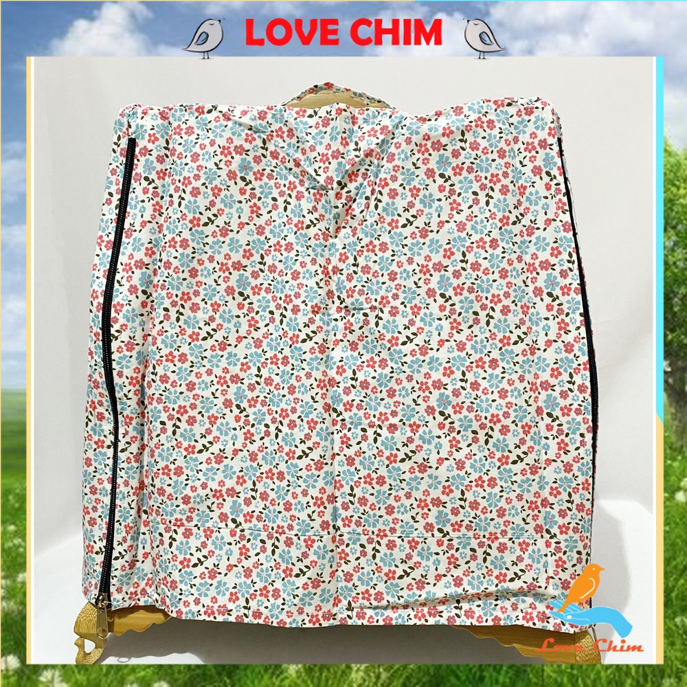 Áo lồng vuông thái chào mào họa tiết hoa chất vải co dãn bền đẹp khóa kéo tiện lợi, Phụ kiện lồng chim Chào Mào LOVECHIM