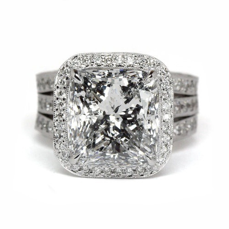 Khảm Đá Topaz Nhẫn Đứng Kim Cương Phong Cách Mới Mạ Bạc 925