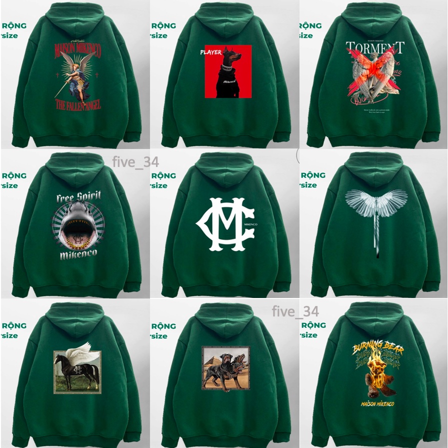 Áo hoodie xanh lá Mikenco 22 mẫu trend 2022, nỉ cotton siêu chất, siêu đẹp mà lại siêu rẻ