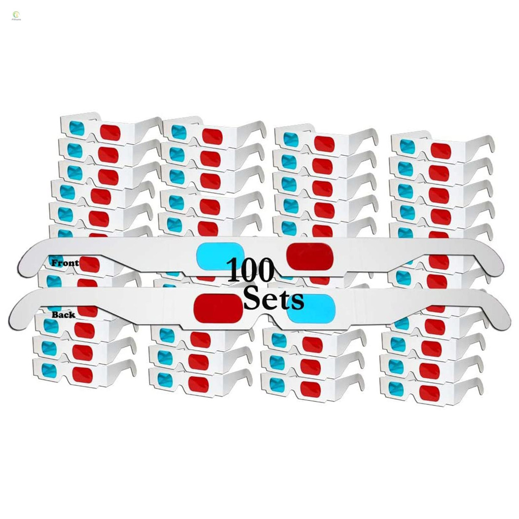 20Pcs 3D Cardboard Glasses Red & Cyan Anaglyph White Card Glasses for 3D Viewing