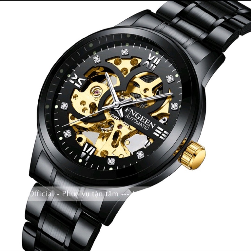 Đồng hồ nam Fngeen lộ máy automatic,, Đồng hồ Cơ Nam Thép không gỉ cao cấp kèm hộp và thẻ bảo hành