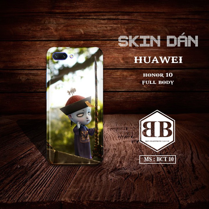 Dán Skin 3M điện thoại Huawei Honor 10 dán xong có thể dùng ốp lưng bình thường in hình dễ thương