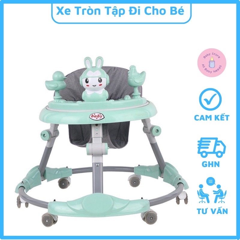 Xe Tròn Tập Đi Cho Bé 2in1 Có Nhạc Khung Kim Loại Chắc Chắn