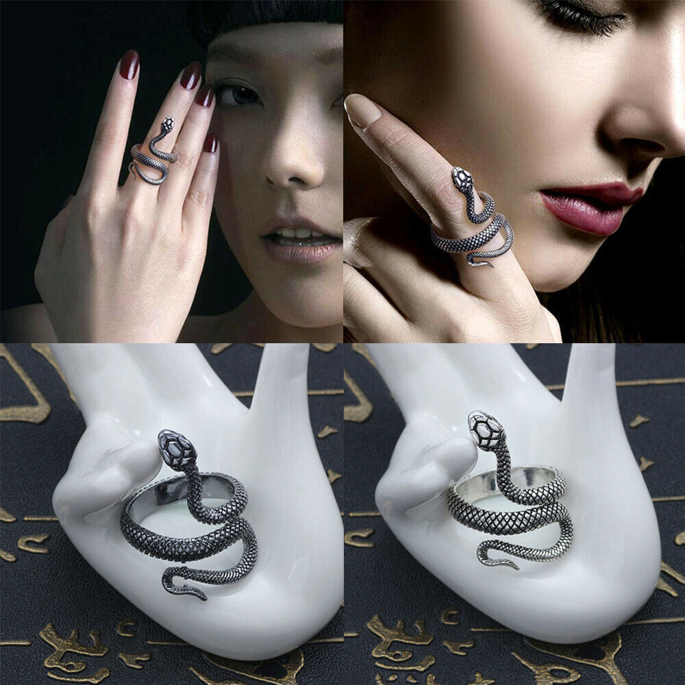 MOILY Fashion Snake Shape Adjustable Jewelry Punk Rings Rock Gothic Unisex Vintage|Plated/Multicolor