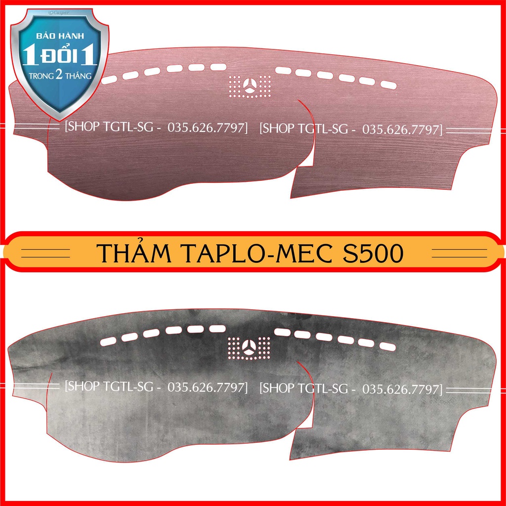 [Mec-S500] Thảm bảo vệ taplo loại da vân gỗ,da cacbon,da nỉ đen và nhung lông cừu dày 3 lớp