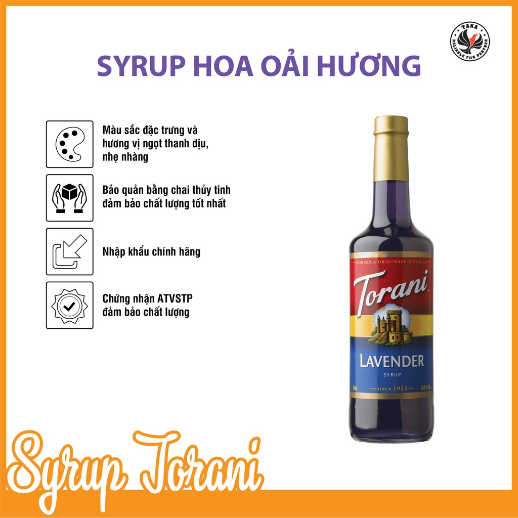 Siro Torani hoa oải hương (lavender) chai 750ML. Hàng công ty có sẵn giao hàng ngay