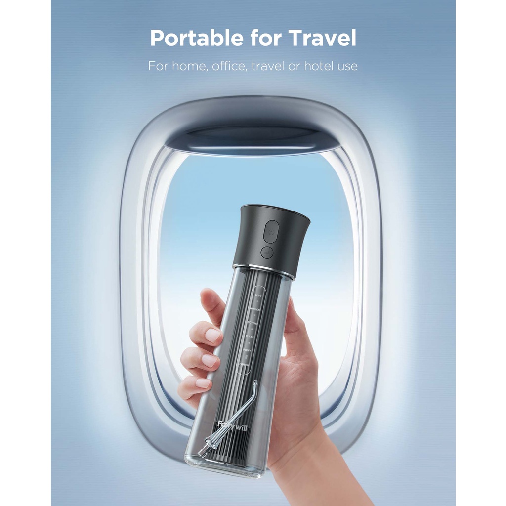 Máy tăm nước cầm tay Fairywill F30 với 6 đầu thay thế và bình nước 300ml