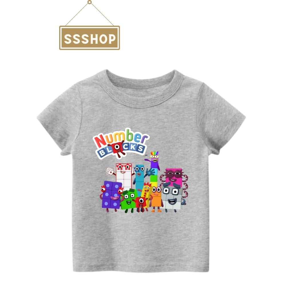 Áo thun cho bé trai bé gái in hình hoạt hình Number Blocks, Chất liệu vải cotton mềm mịn hình in không bong tróc SSSHOP
