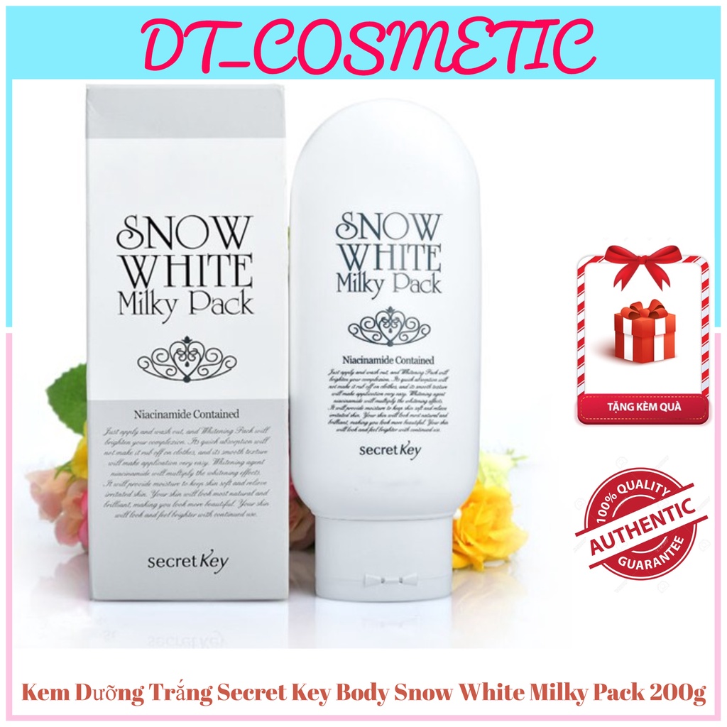 Kem dưỡng ẩm Body Secret Key Body Snow White Milky Pack , Sữa dưỡng thể trắng da Hàn Quốc 200g ( Hàng Có Sẵn )