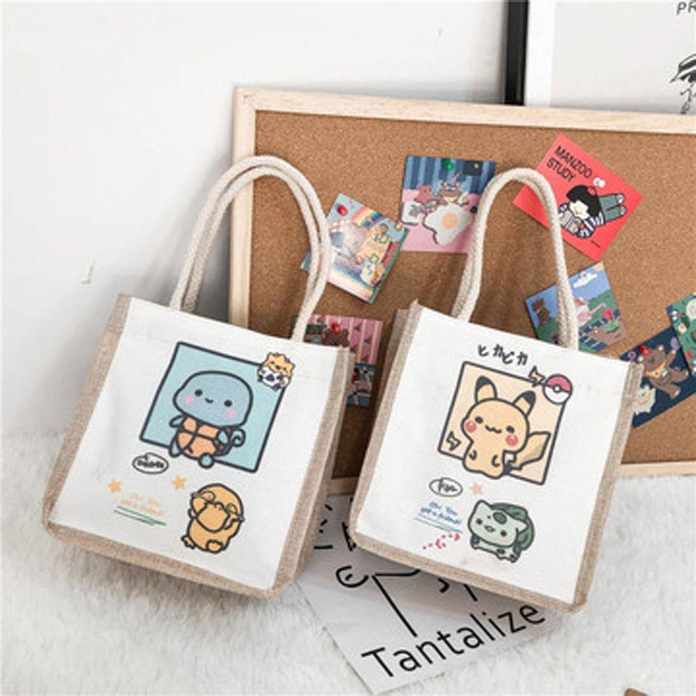FORBETTER Túi Tote Đựng Hộp Cơm Trưa Vải Bố Họa Tiết Hoạt Hình Thỏ Gấu Đáng Yêu