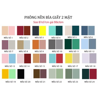 (Lỗi, hỏng đổi mới) Hàng Có Sẵn 24 Mẫu Phông Nền Chụp Ảnh Màu Trơn 2 Mặt Mới Nhất