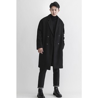 Áo Dạ Nam, Áo Khoác Dạ Nam Măng Tô Dáng Dài AKD012 Màu Đen Kiểu Dáng Hàn Quốc