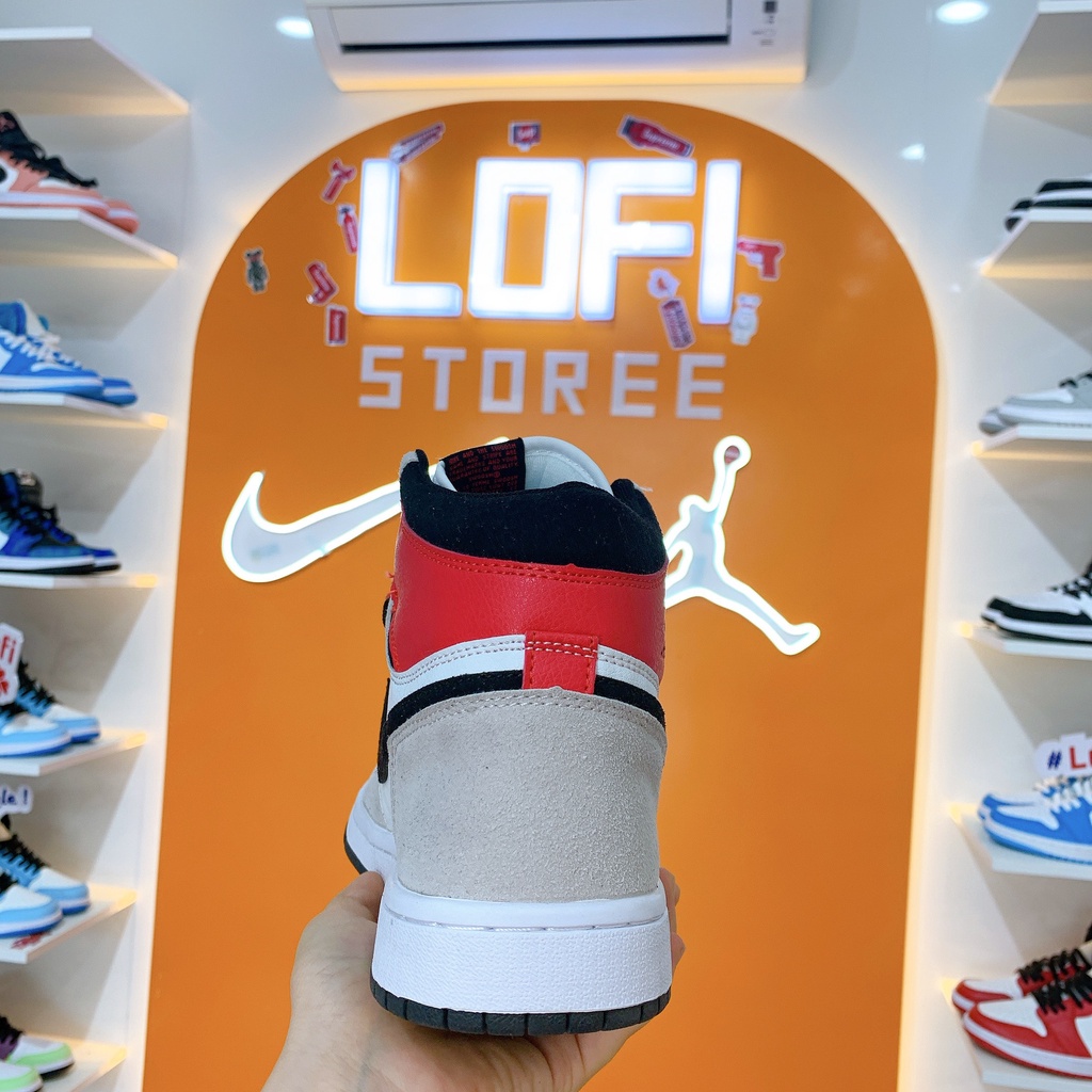 [LOFISTOREE] Giày Sneaker Xám Đỏ Cao Cổ - Giầy Thể Thao Nam Nữ JD