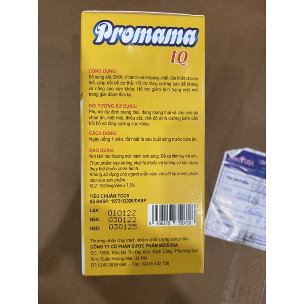 Vitamin tổng hợp cho bà bầu PROMAMA IQ bổ sung sắt,  DHA ,Acid folic cho phụ nữ có thai