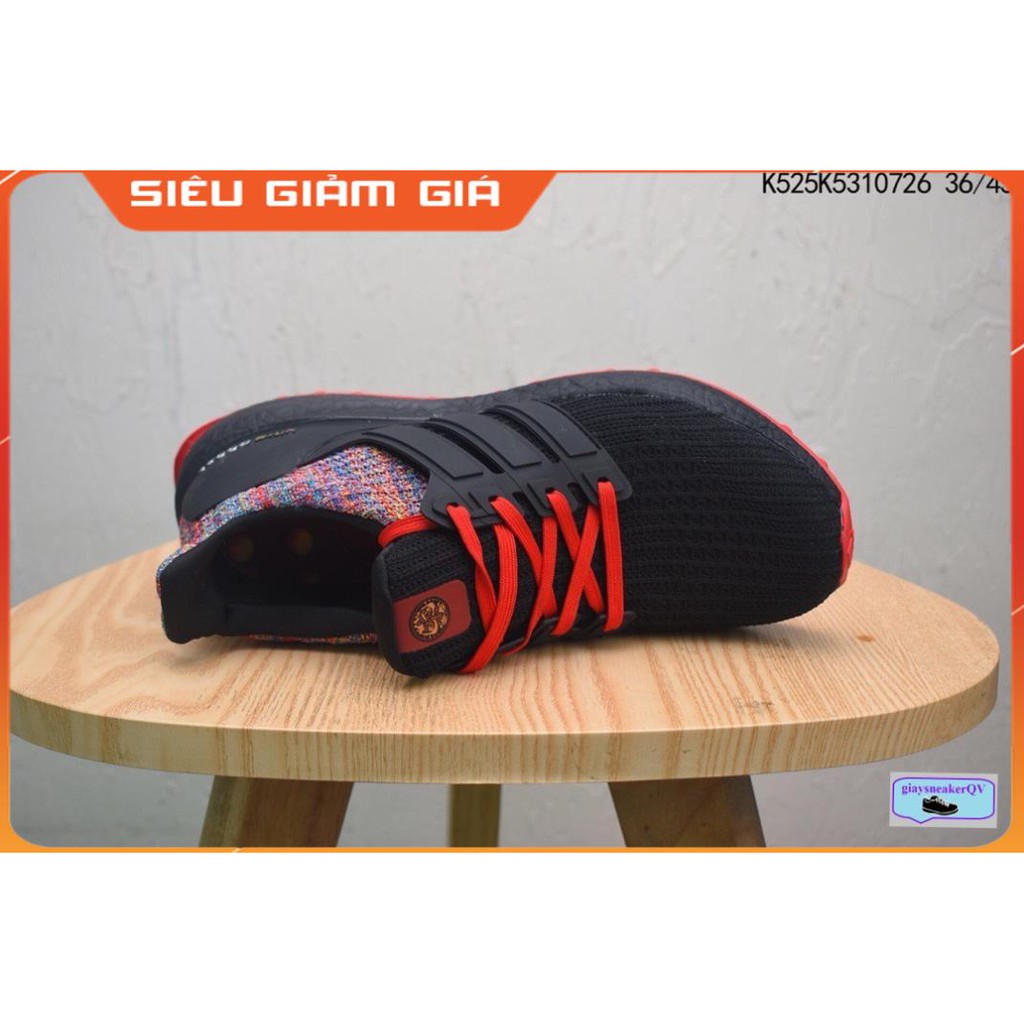 Giày Thể Thao Sneakers ULTRA BOOST 4.0 multi colors Black đen gót thổ cẩm cực đẹp cho cả nam và nữ