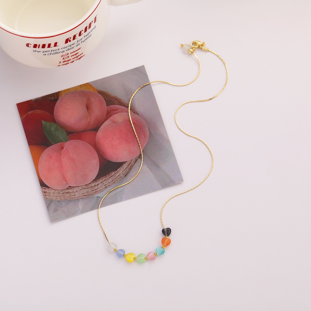 Vòng cổ Chuỗi Hạt Hình Trái Tim Nhiều Màu Thời Trang