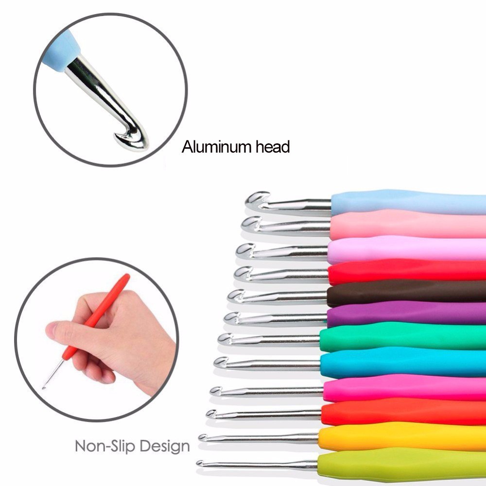 CACTU 2.0-10mm Multicolor Crochet Hook Soft Grip Aluminum Knitting Needles New DIY Ergonomic Handle Craft Tools Weave Yarn