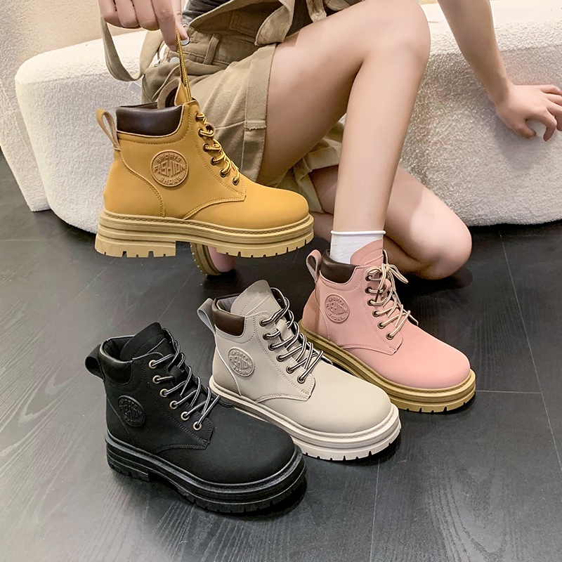 Giày Bốt Martin Bằng Da Chống Trượt Chống Thấm Nước Thiết Kế Mới Với 4 Màu Tùy Chọn