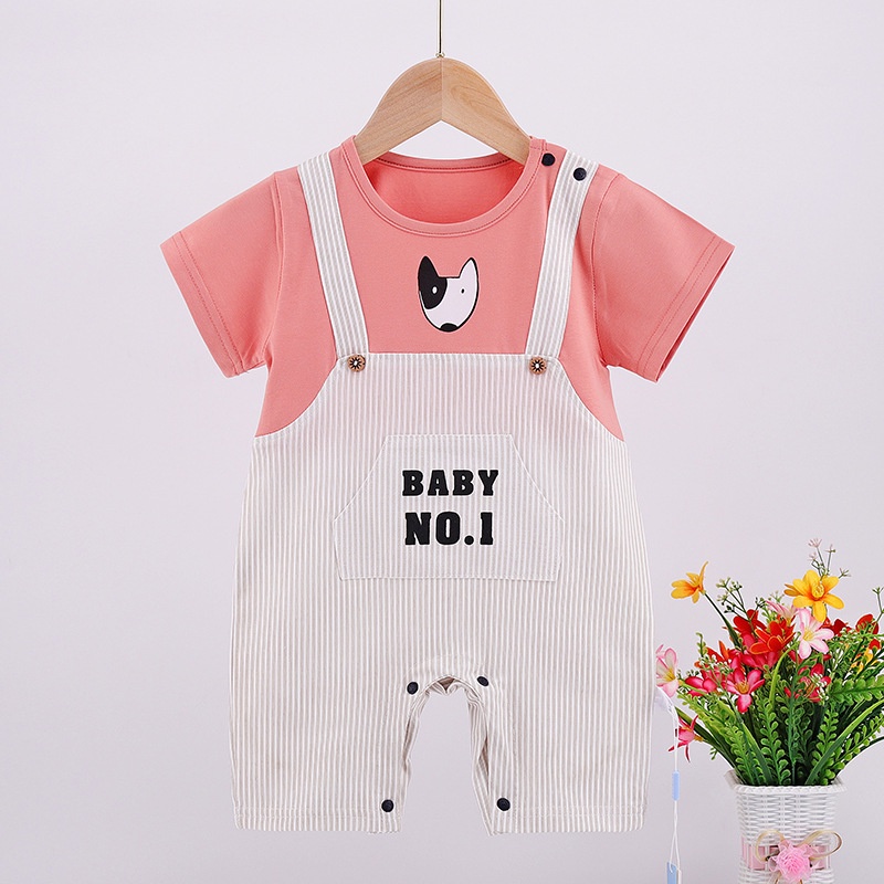 Áo liền quần tay ngắn chất liệu cotton mỏng thời trang mùa hè cho bé