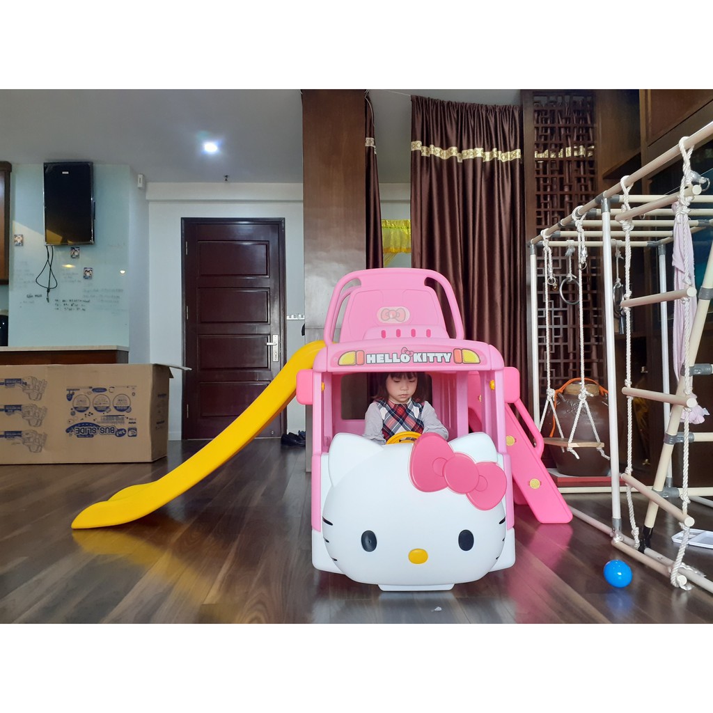 Bể bóng cầu trượt Hàn Quốc xe Bus Hello Kitty 3 trong 1 BBTGlobal Y1601