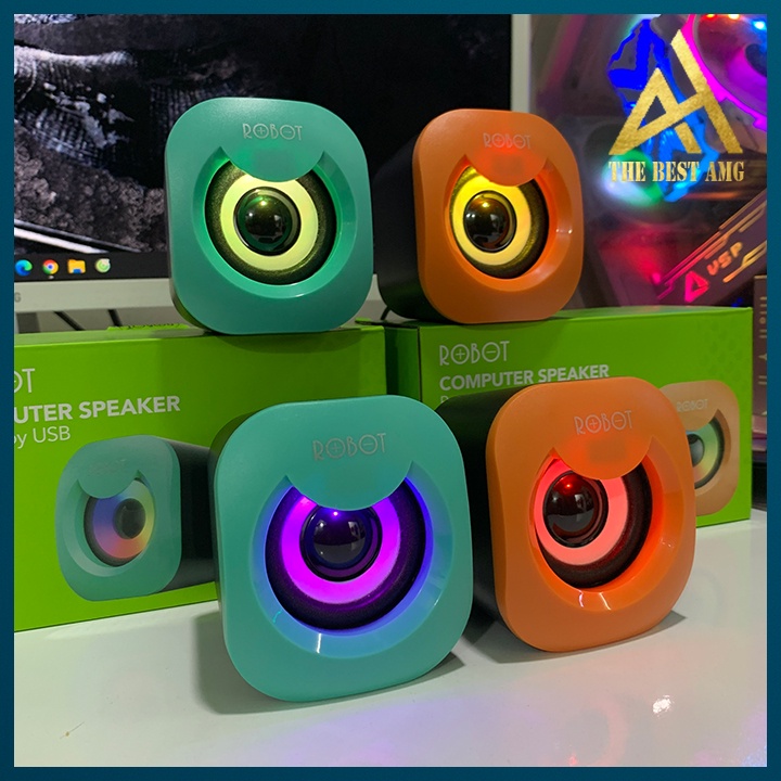 Loa Máy Tính Để Bàn Đèn LED RGB 2.0 Robot RS180 - Loa Vi Tính Laptop Mini Có Dây Bass Mạnh Âm Thanh Cực Hay
