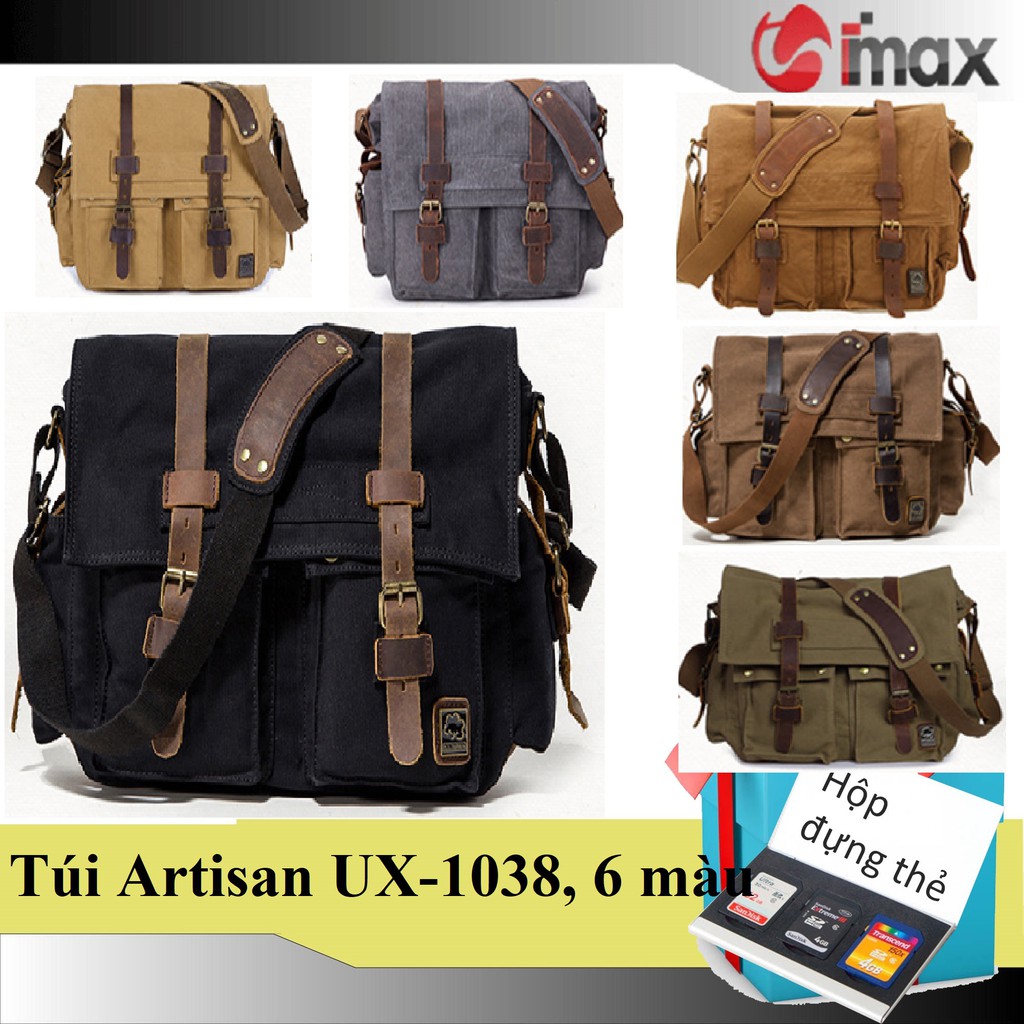 Túi máy ảnh đeo chéo Artisan UX-1038, 6 màu, Tặng hộp đựng thẻ nhớ