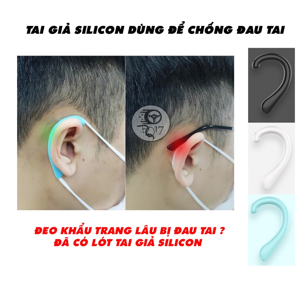 Lót Tai Giả Dùng Để Đeo Khẩu Trang, Quai Đeo Silicon đeo Khẩu Trang chống Đau Tai, bảo về tai Silicon 3 màu thumbnail