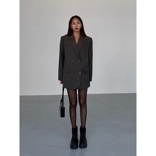 Áo Blazer Xám Hàng Thiết Kế Thương Hiệu Quynh Design AV016