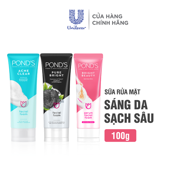 Sữa rửa mặt làm sáng da Pond's Pure Bright/ Bright Beauy/ Acne Clear 100g