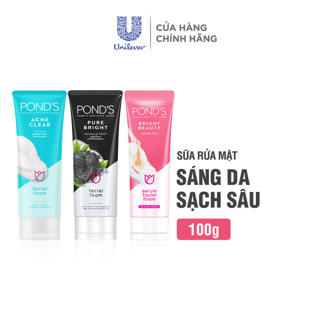 Sữa Rửa Mặt Pond's mới 3X sáng mướt với Niacinamide và Vitamin C, không gây khô da 100g