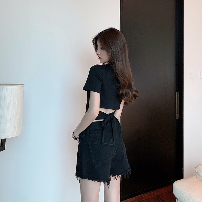 Quần Short Denim Rách Dáng Chữ a Lưng Cao Ống Rộng Thời Trang Mùa Hè Hàng Mới Dành Cho Bạn Nữ
