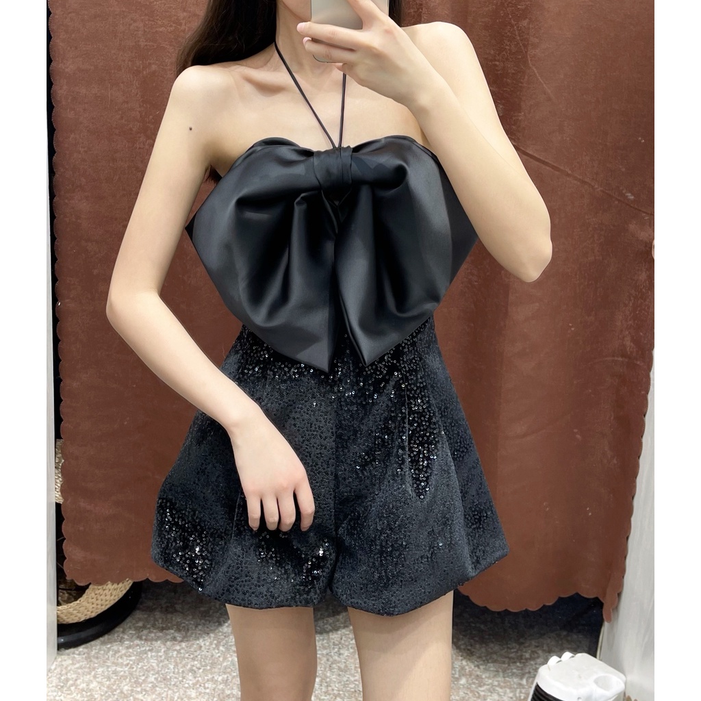 Set za.ra dạng giả quần với chiếc nơ là điểm nhấn