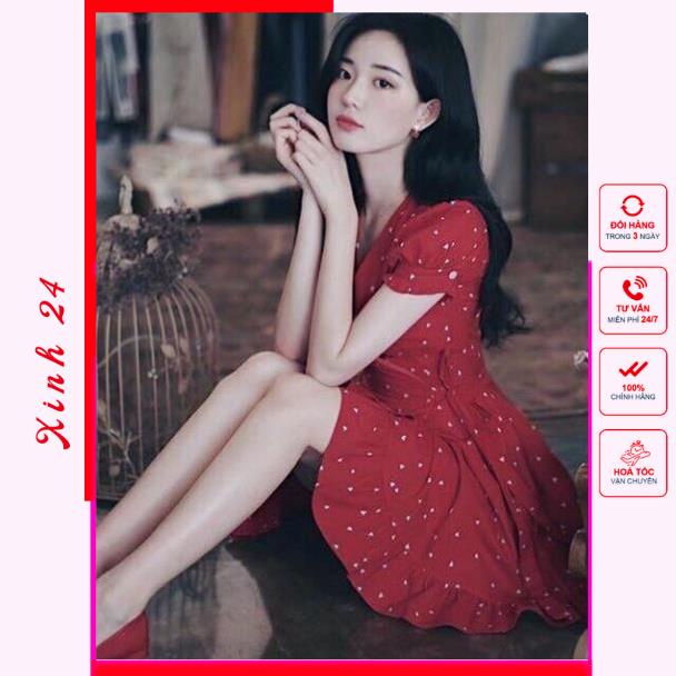 Đầm váy bi đỏ tùng bèo (kèm hình thật) | BigBuy360 - bigbuy360.vn