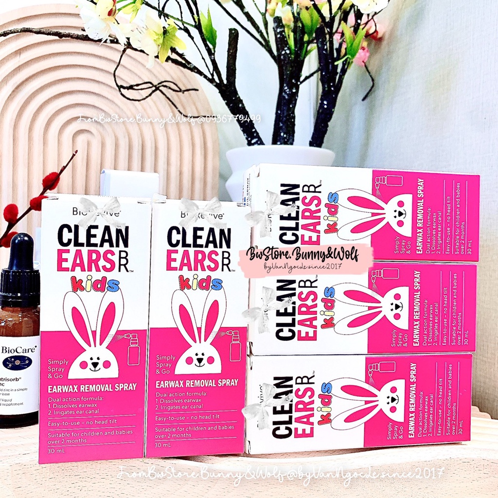 Xịt Tan Ráy Tai Clean Ear Kids 30ml Úc cho bé từ 2m+ [Hàng Air]