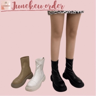 Giày boots nữ ulzzang cao cổ không dây kéo khoá đế dày