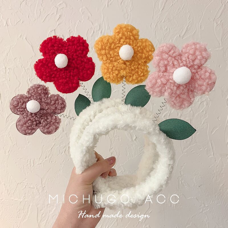 CC58 Cài tóc nữ băng đô bờm tóc hoa lò xo