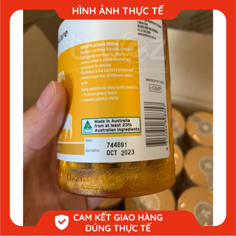 Nhau thai cừu Healthy Care đẹp da, giảm nếp nhăn [Úc] Healthy Care Sheep Placenta 5000mg [Chính hãng]