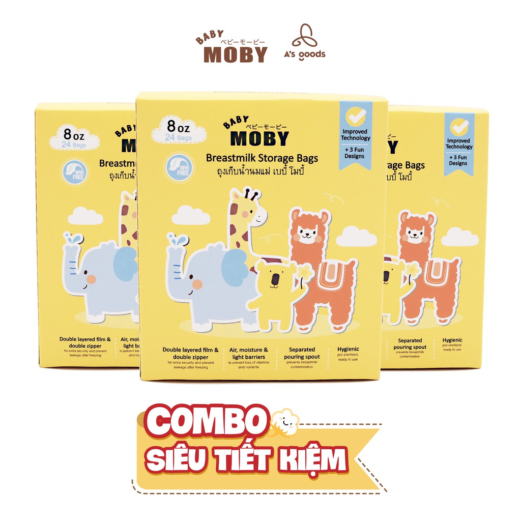 [COMBO SIÊU TIẾT KIỆM] Combo 03 Túi trữ sữa Moby Thái Lan