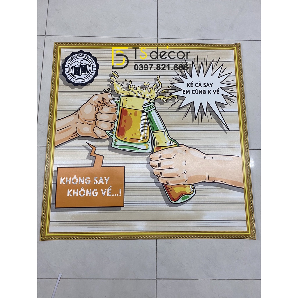Tranh vải lụa 3D Club Bia Hơi,Bia Hà Nội, bar, quán ăn miễn Phí chèn tên riêng Quán, chèn chữ và logo theo yêu cầu