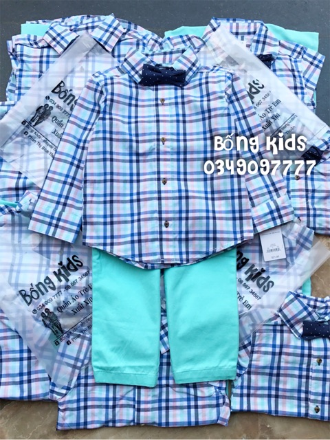 Bộ 3 Món Bé Trai Caro Xanh Mint Carters