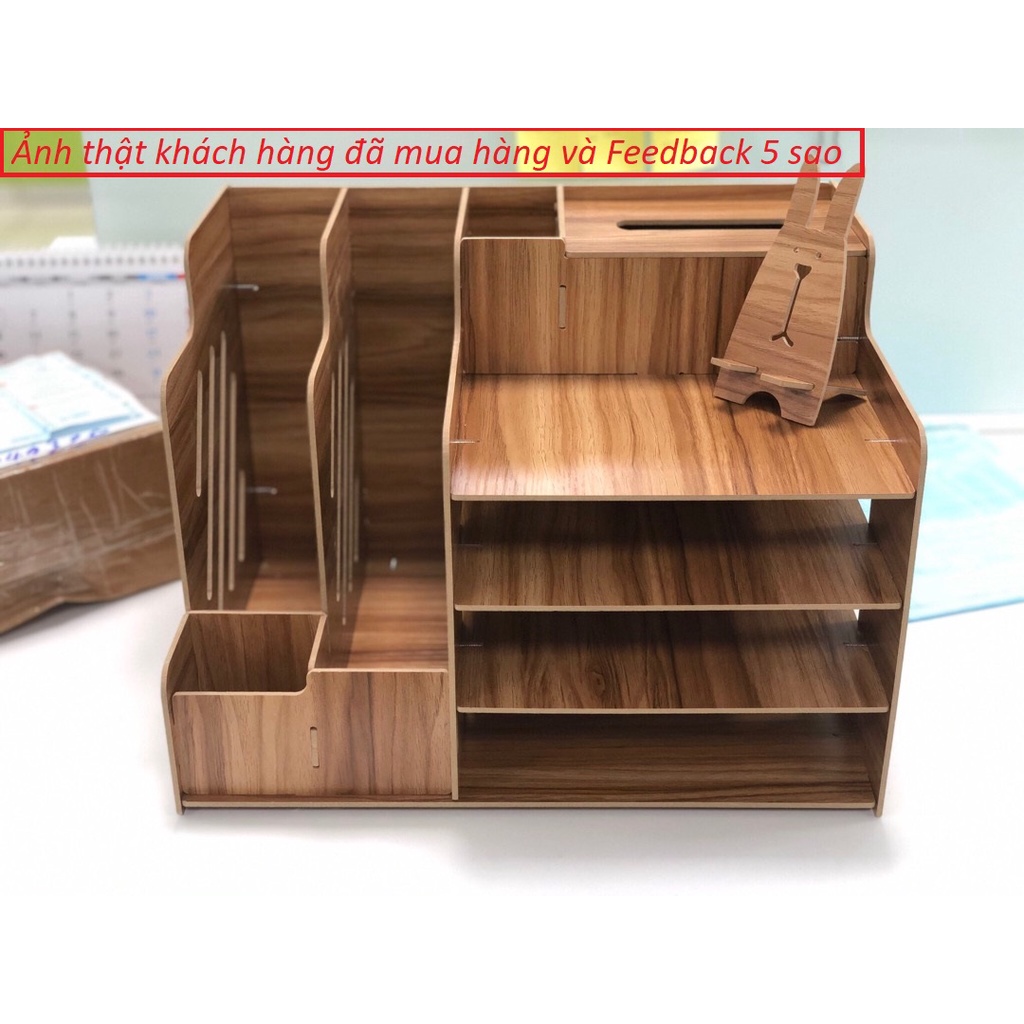 Kệ để đồ văn phòng gỗ nhiều ngăn VP02, kệ để tài liệu sách đồ dùng học tập làm bằng gỗ