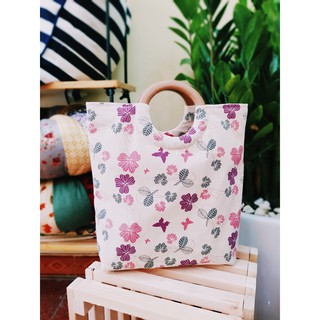 Túi vải quai gỗ handmade