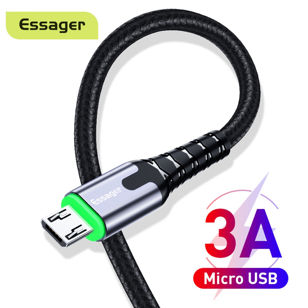 Cáp sạc nhanh có đèn LED  Essager Micro Type C USB dành Cho điện thoại  Samsung Xiaomi Oppo Android