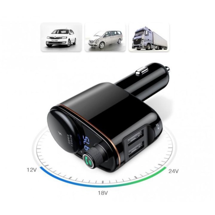 Sản Phẩm Tẩu nghe nhạc ô tô tương hiệu Baseus CCALL-RH01: Bluetooth V4.2, cổng sạc lên đến 3.4A