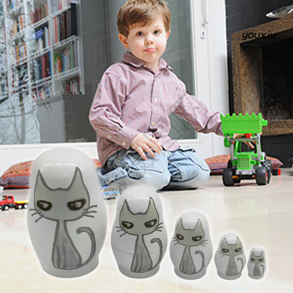 Set 5 Búp Bê Matryoshka Bằng Gỗ Trọng Lượng Nhẹ Dùng Trang Trí Nhà Cửa